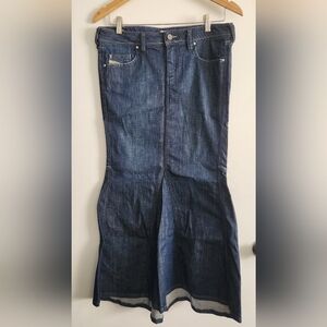 Diesel Denim Mermaid Maxi Skirt Size 29 Blue